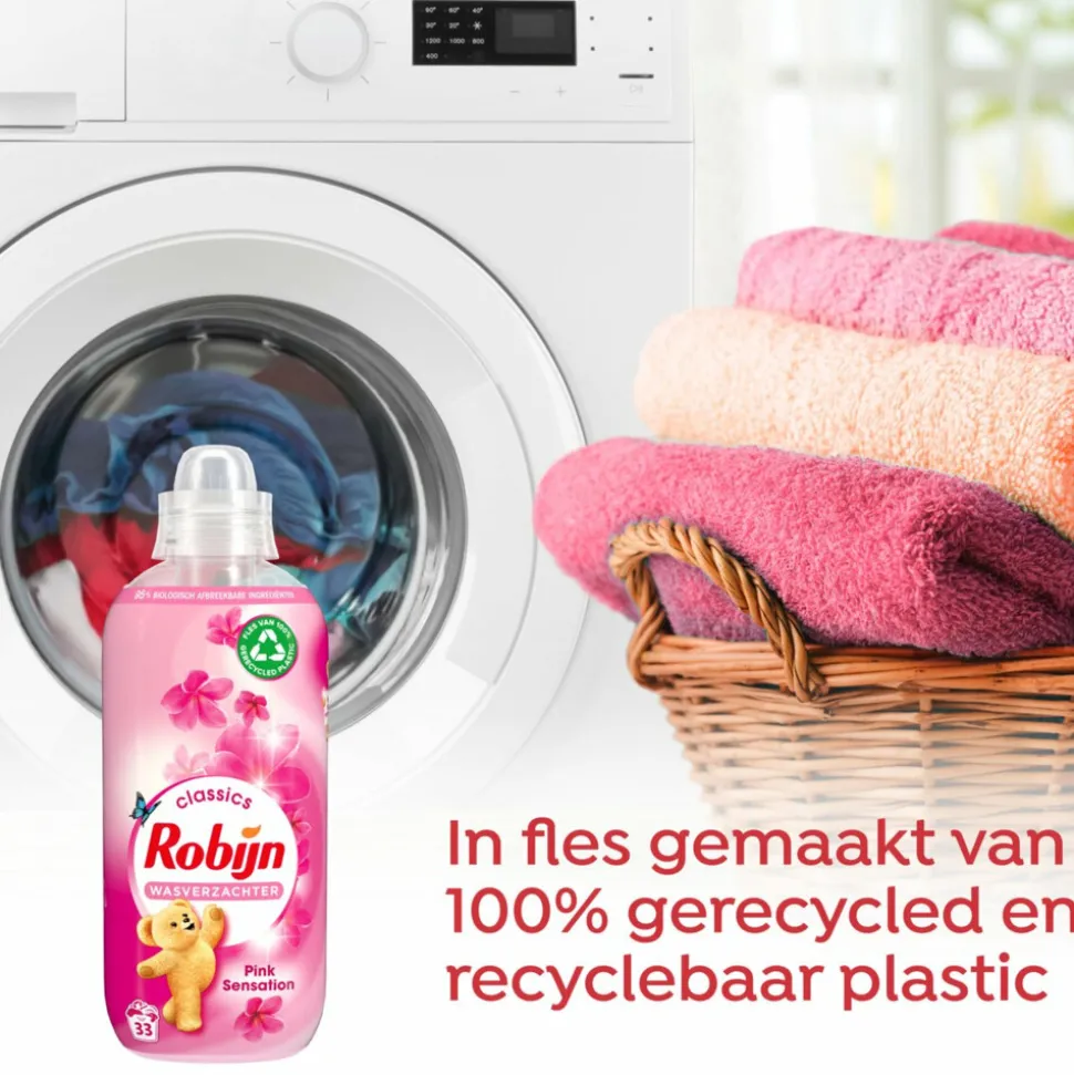 8x Robijn Wasverzachter Pink Sensation 33 Wasbeurten 825 ml