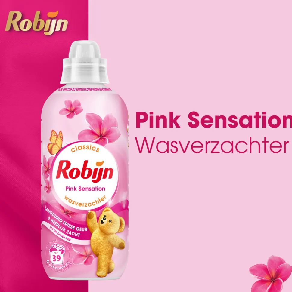 8x Robijn Wasverzachter Pink Sensation 39 Wasbeurten 780 ml