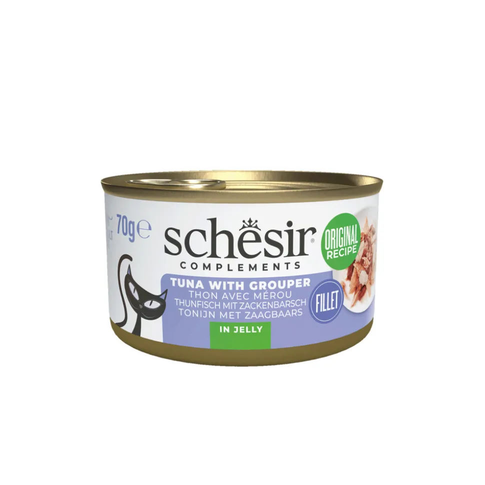 12x Schesir Complementary Kattenvoer Tonijn & Zeebaars in Gelei 70 gr