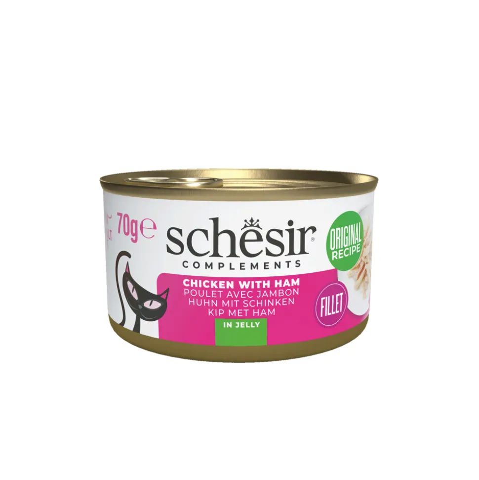 12x Schesir Complementary Kattenvoer Kip & Ham in Gelei 70 gr