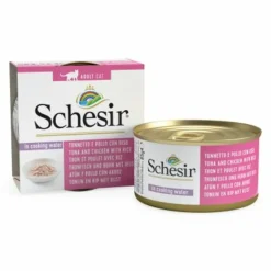 12x Schesir Complete & Balanced Kattenvoer Tonijn en Kip in Boullion 85 gr