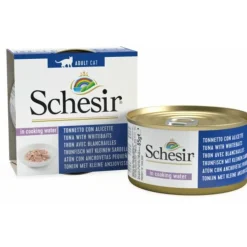 12x Schesir Complete & Balanced Kattenvoer Tonijn en Witvis in Boullion 85 gr