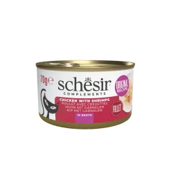 12x Schesir Kattenvoer Garnaal in Bouillon 70 gr