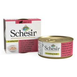 12x Schesir Kattenvoer Garnaal in Bouillon 70 gr