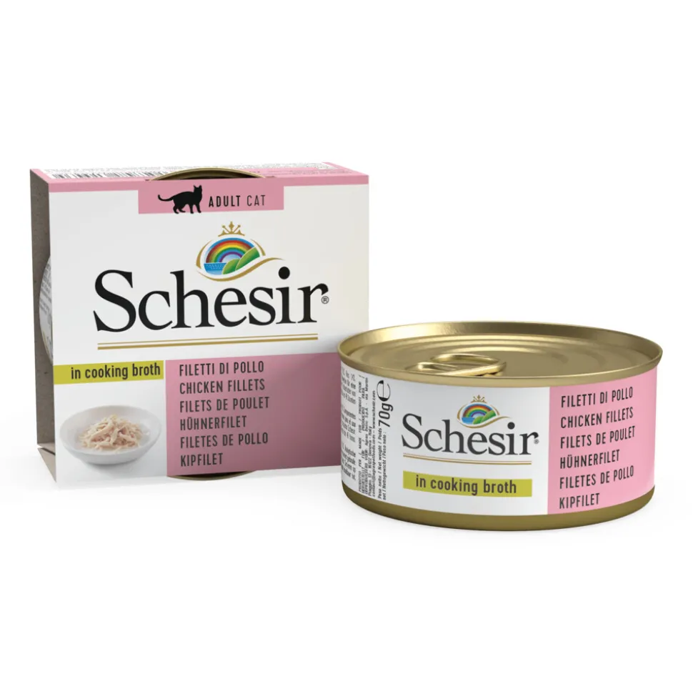12x Schesir Kattenvoer Kipfilet in Bouillon 70 gr