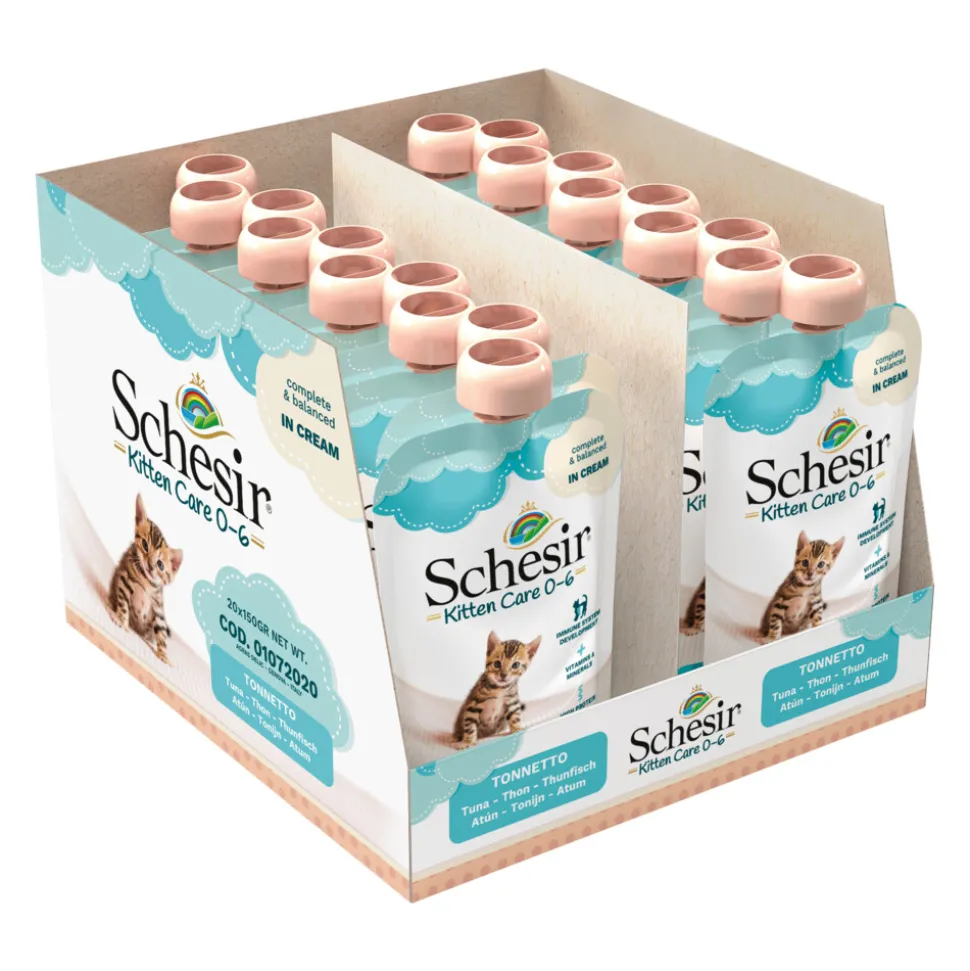 20x Schesir Kattenvoer Kitten 0-7 Tonijn in Cream 150 gr
