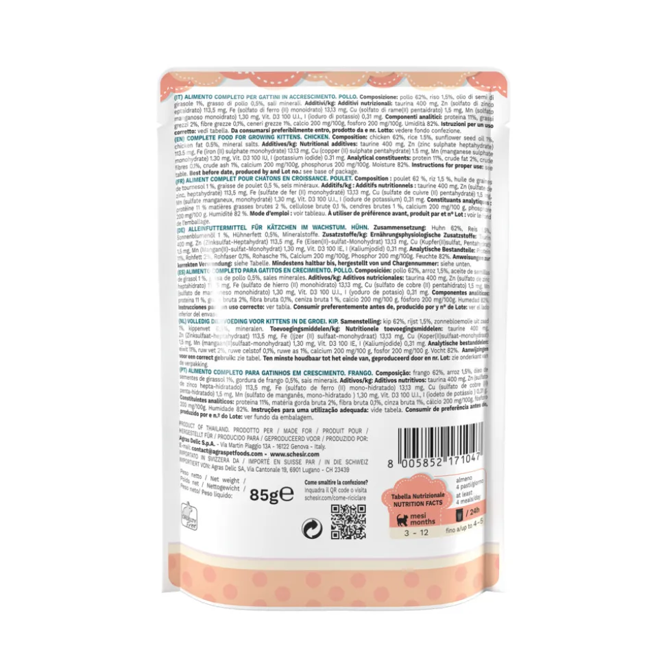 20x Schesir Kattenvoer Kitten 3-12 Kip in Gelei 85 gr