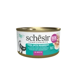 12x Schesir Kattenvoer Tonijn en Zeebrasem in Boullion 70 gr
