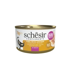 12x Schesir Kattenvoer Tonijn en Kip in Boullion 70 gr