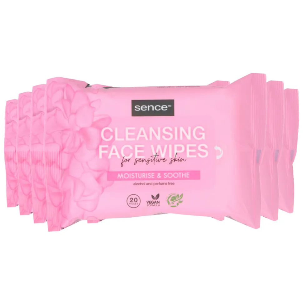 6x Sence Gezichtsreinigingsdoekjes Gevoelige Huid 20 stuks