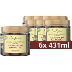 6x Shea Moisture Strong Hold Styling Gel Jamaican Black Castor Oil + Flaxseed 431 ml