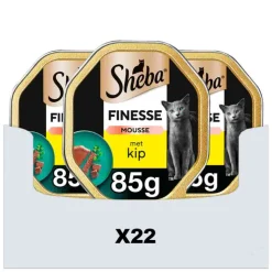 22x Sheba Finesse Kattenvoer Natvoer Mousse Kip Kuipjes 85 gr