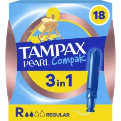 8x Tampax Pearl Compak Regular Tampons Met Inbrenghuls 18 stuks