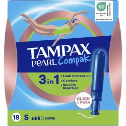 8x Tampax Pearl Compak Super Tampons met Inbrenghuls 18 stuks