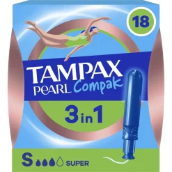 8x Tampax Pearl Compak Super Tampons met Inbrenghuls 18 stuks