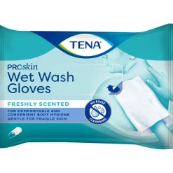 3x TENA Proskin Wet Wash Gloves Frisse Geur 5 stuks