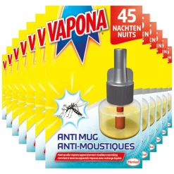 12x Vapona Anti-Mug Muggenstekker Navulling 45 nachten 18 ml