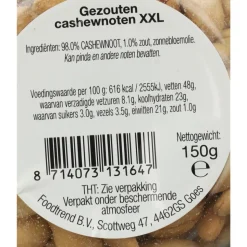 6x Verse Klassenoten Duurzame Cashews XXL Gezouten 150 gr