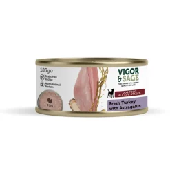 12x Vigor & Sage Hondenvoer Vers-in-Blik Kalkoen - Astragalus 185 gr