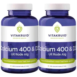 2x Vitakruid Calcium 400 & D3 uit Rode Alg 100 kauwtabletten