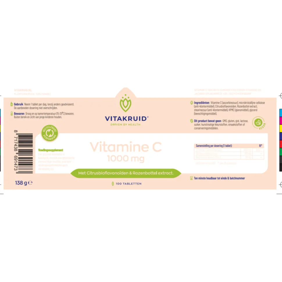 2x Vitakruid Vitamine C 1000 mg 100 tabletten