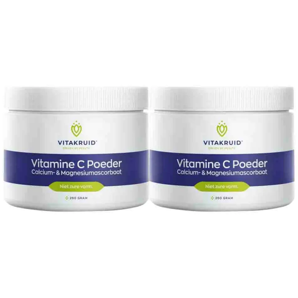 2x Vitakruid Vitamine C Poeder Calcium- & Magnesiumascorbaat 260 gr