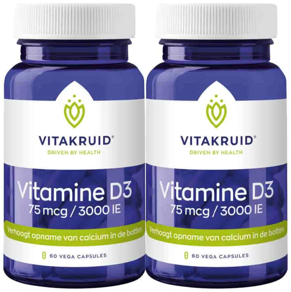 2x Vitakruid Vitamine D3 75 Mcg 3000Ie 60 vegacapsules