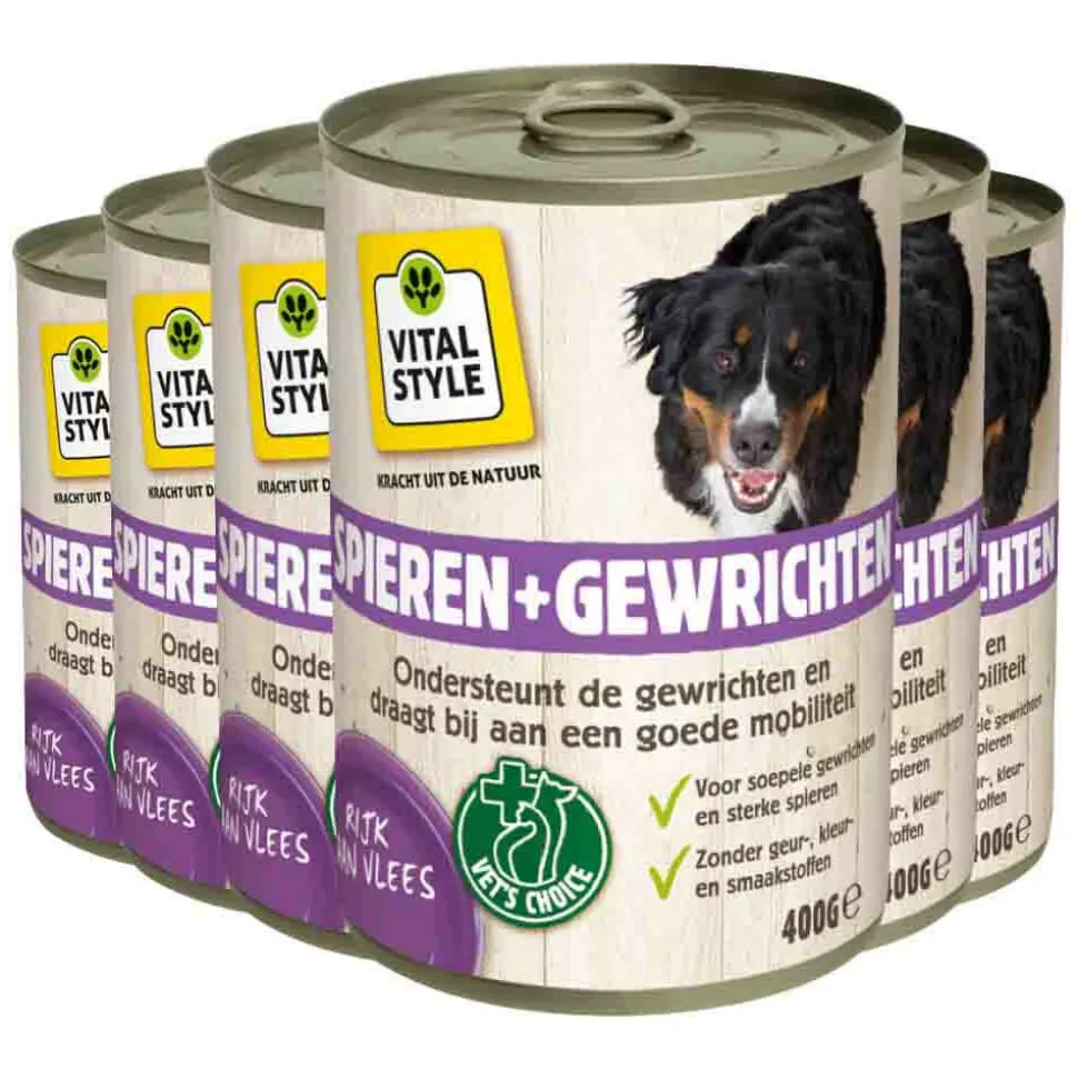 6x Vitalstyle Hondenvoer Blik Spier & Gewrichten 400 gr