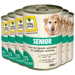 6x Vitalstyle Hondenvoer Blik Senior 400 gr