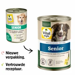 6x Vitalstyle Hondenvoer Blik Senior 400 gr