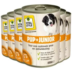 6x Vitalstyle Hondenvoer Blik Puppy - Junior 400 gr