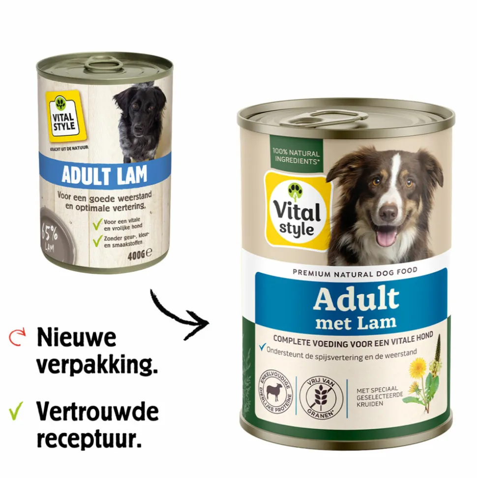 6x Vitalstyle Hondenvoer Bik Lam 400 gr