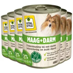 6x Vitalstyle Hondenvoer Blik Maag & Darm 400 gr