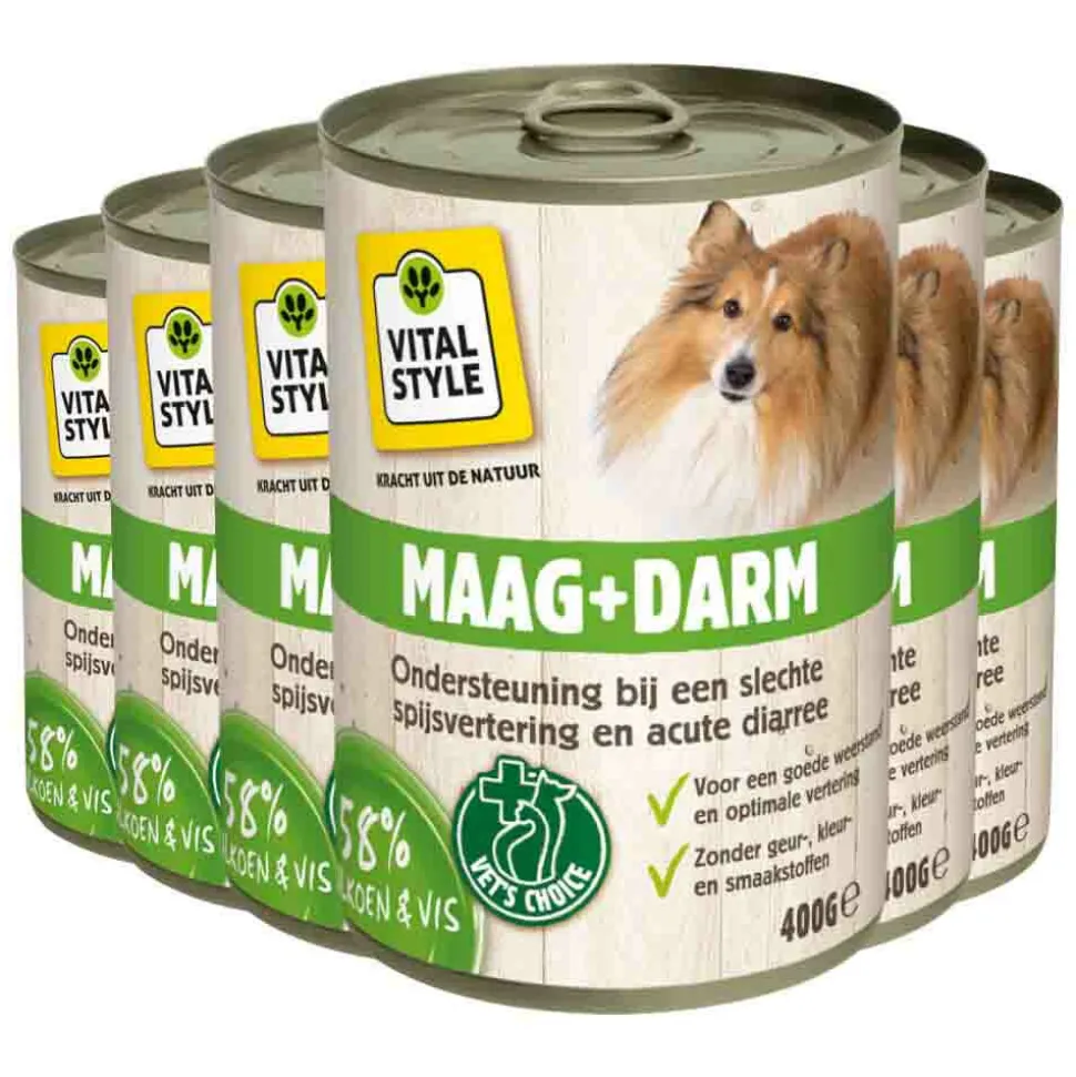 6x Vitalstyle Hondenvoer Blik Maag & Darm 400 gr