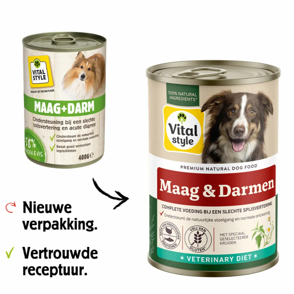 6x Vitalstyle Hondenvoer Blik Maag & Darm 400 gr