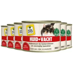 6x Vitalstyle Kattenvoer Blik Huid & Vacht 200 gr
