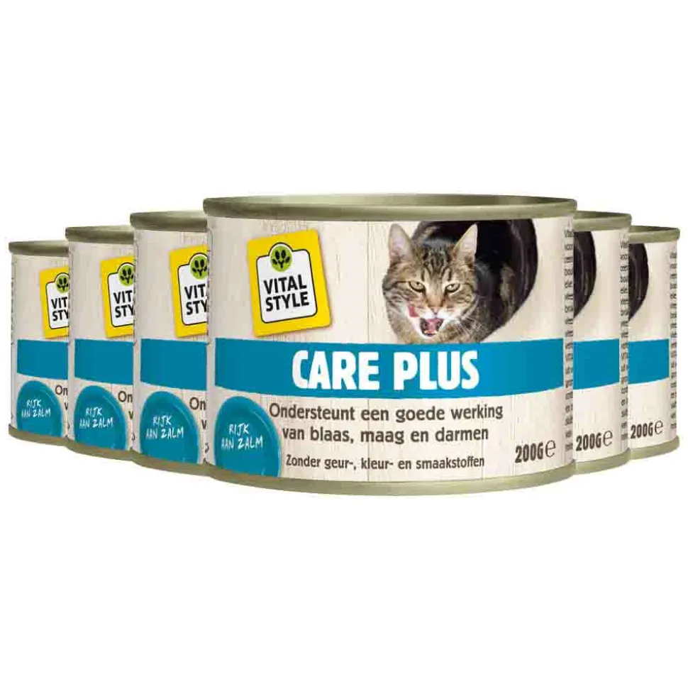 6x Vitalstyle Kattenvoer Blik Care Plus 200 gr