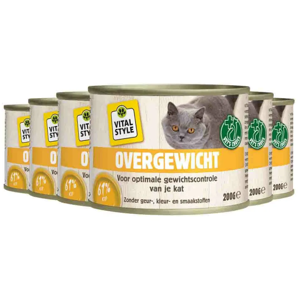 6x Vitalstyle Kattenvoer Blik Overgewicht 200 gr
