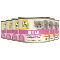 6x Vitalstyle Kattenvoer Blik Kitten 200 gr