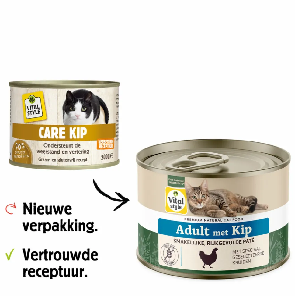 6x Vitalstyle Kattenvoer Nat Blik Care Kip 200 gr