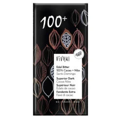 10x Vivani Chocoladereep Puur 100+ % Cacao 80 gr