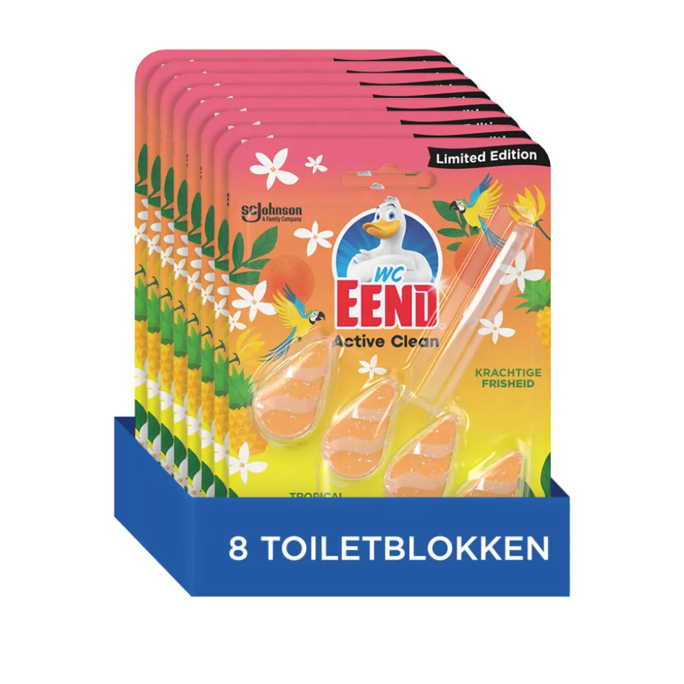 8x WC Eend Active Clean Toiletblok Tropical Summer 38,6 ml