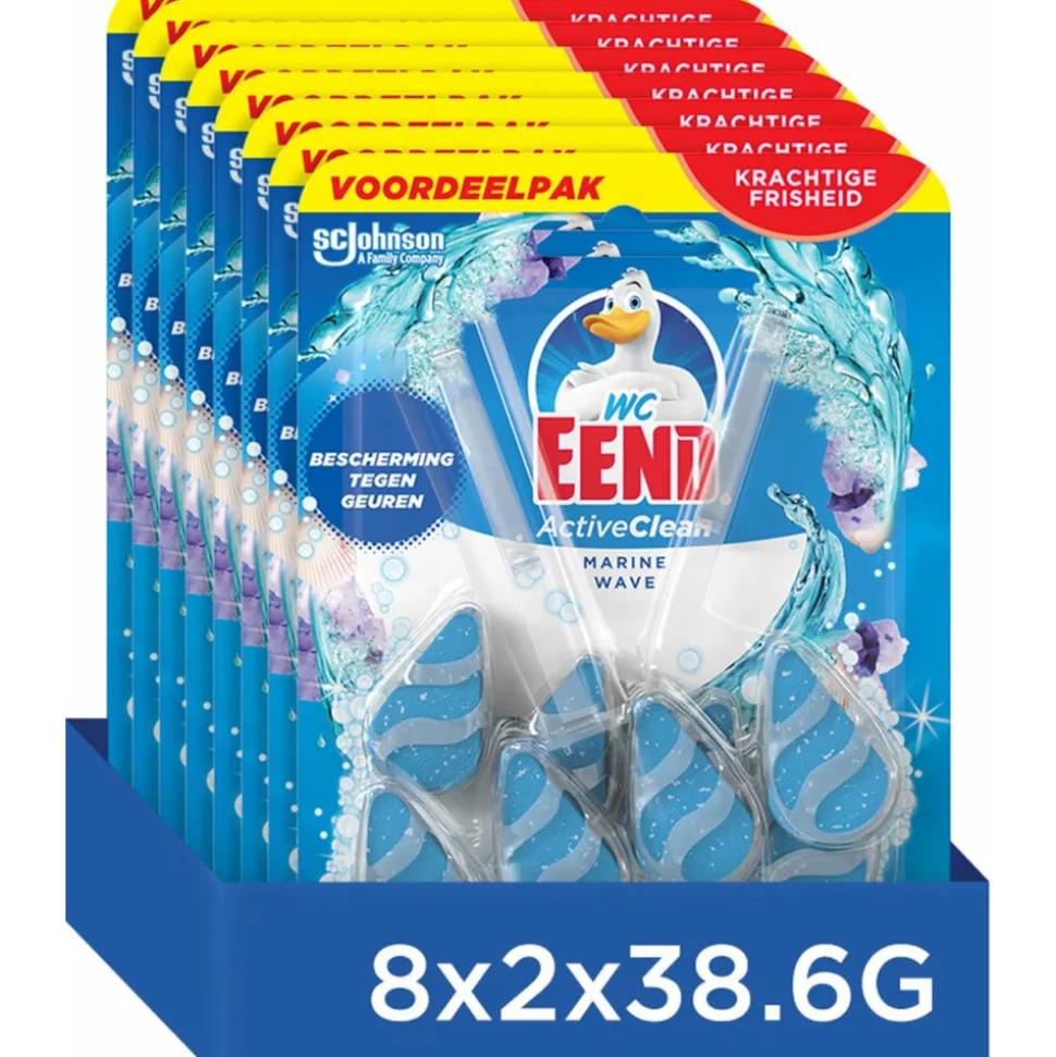8x WC Eend Toiletblok Active Clean Duopack Marine 2 stuks