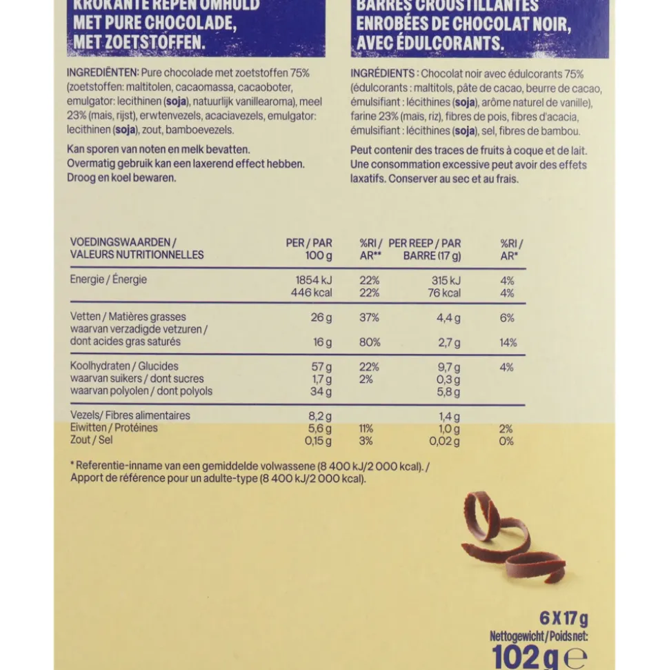 8x WeCare Bars Crunchy Dark Choco 102 gr