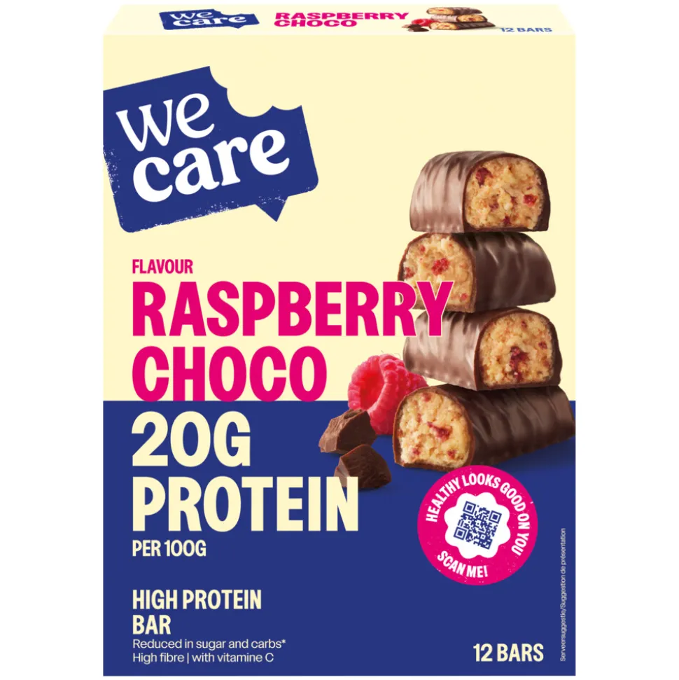 3x WeCare High protein Bars Choco Raspberry 372 gr