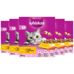 5x Whiskas 1+ Adult Katten Droogvoer Kip 800 gr