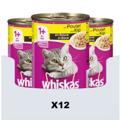 12x Whiskas Blik Adult Brokjes in Saus Kip 400 gr