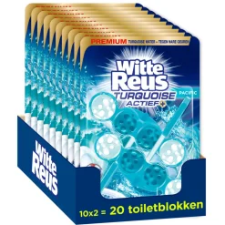 10x Witte Reus Toiletblok Turquoise Actief 2 stuks