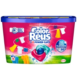 8x Witte Reus Wasmiddel Color Reus 3+1 Power Caps 14 stuks