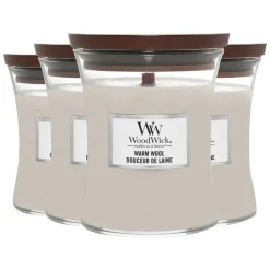 4x WoodWick Geurkaars Medium Warm Wool 275 gr